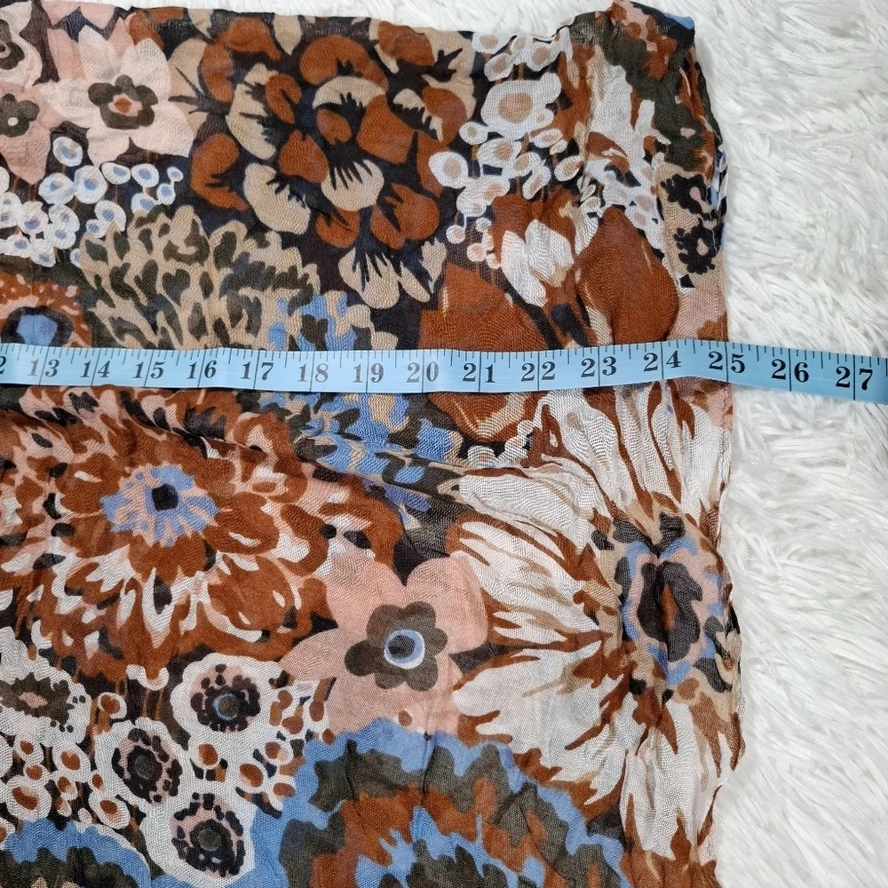 Vera Bradley Blue and Brown Floral Print Rayon Scarf/Wrap